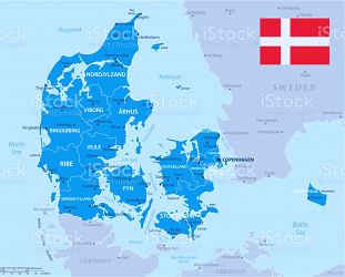 33 Denmark Blue Gray 10 Stock Illustration - Download Image Now - Denmark,  Map, Vector - iStock